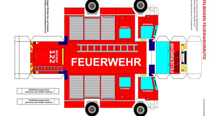 BASTELBOGEN FEUERWEHRAUTO